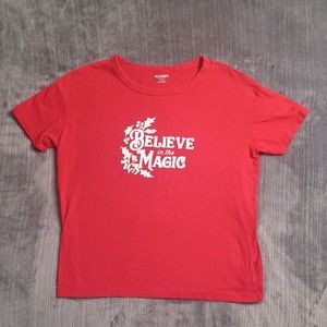 Old Navy Believe in the Magic Red Christmas Holiday T-Shirt Size S Red